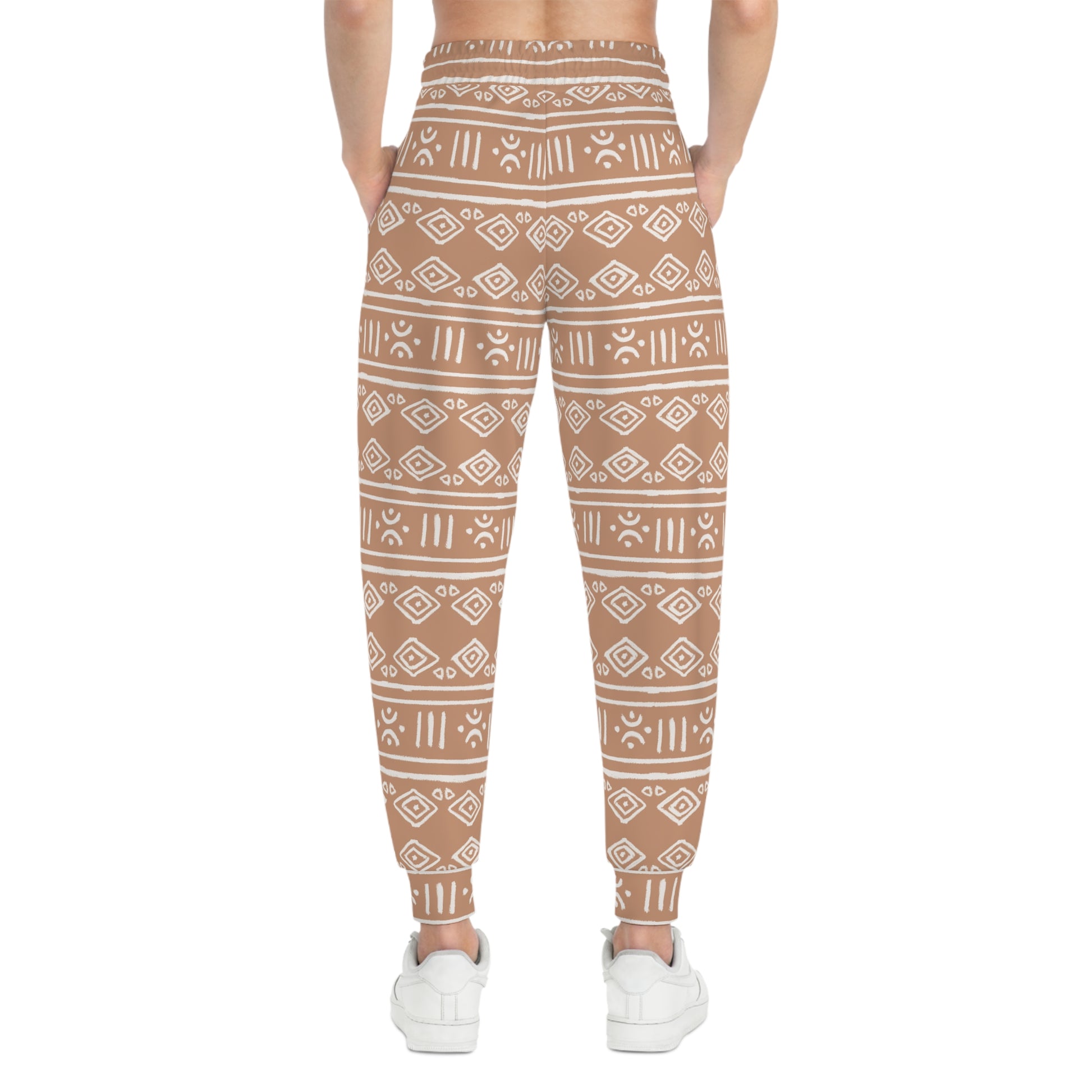 Brown Joggers with African Tribal Symbol Design Woman Back