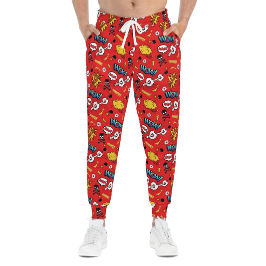 Red Joggers with Comic Book Effects Man Front