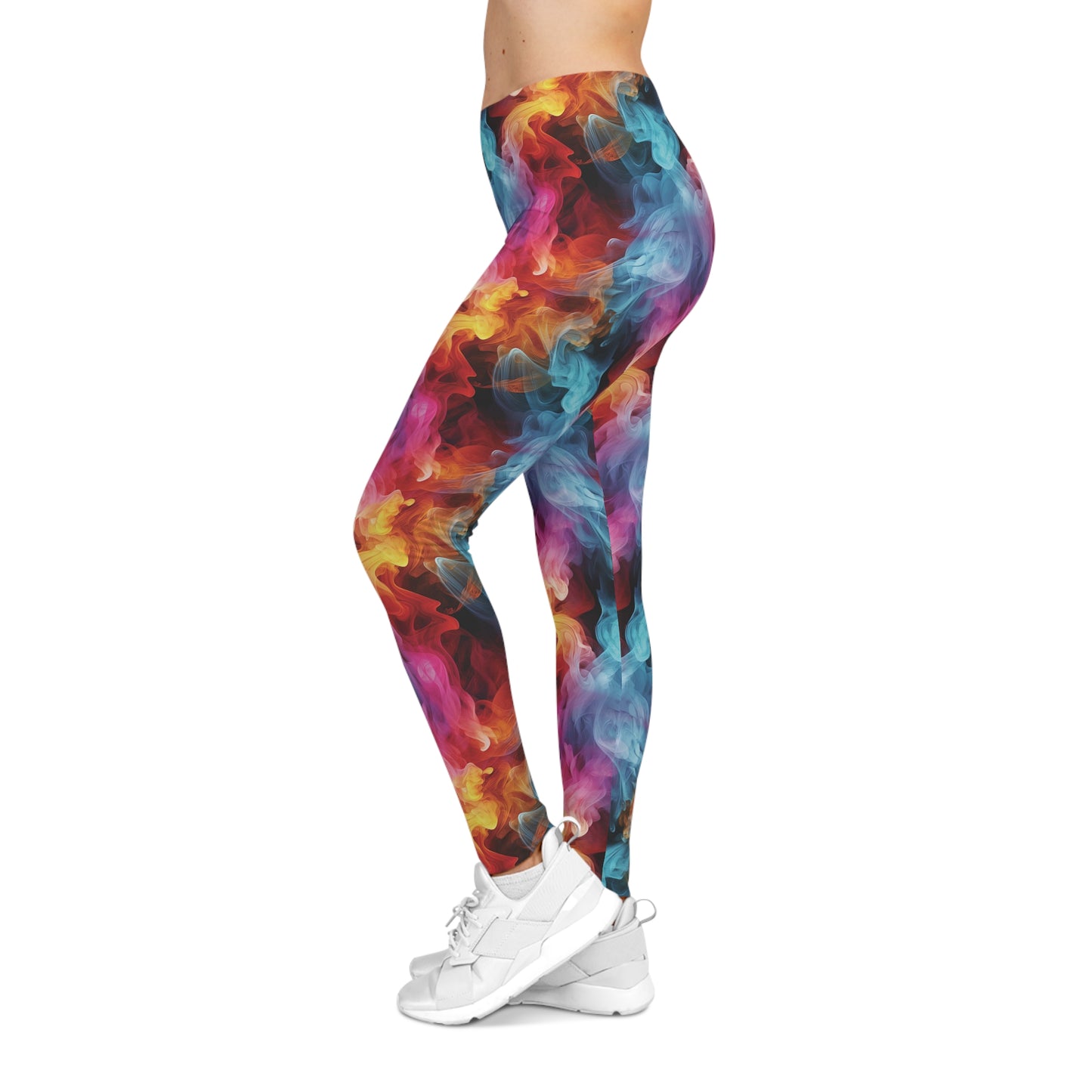 Leggings with Vibrant Colorful Smoke Pattern Left