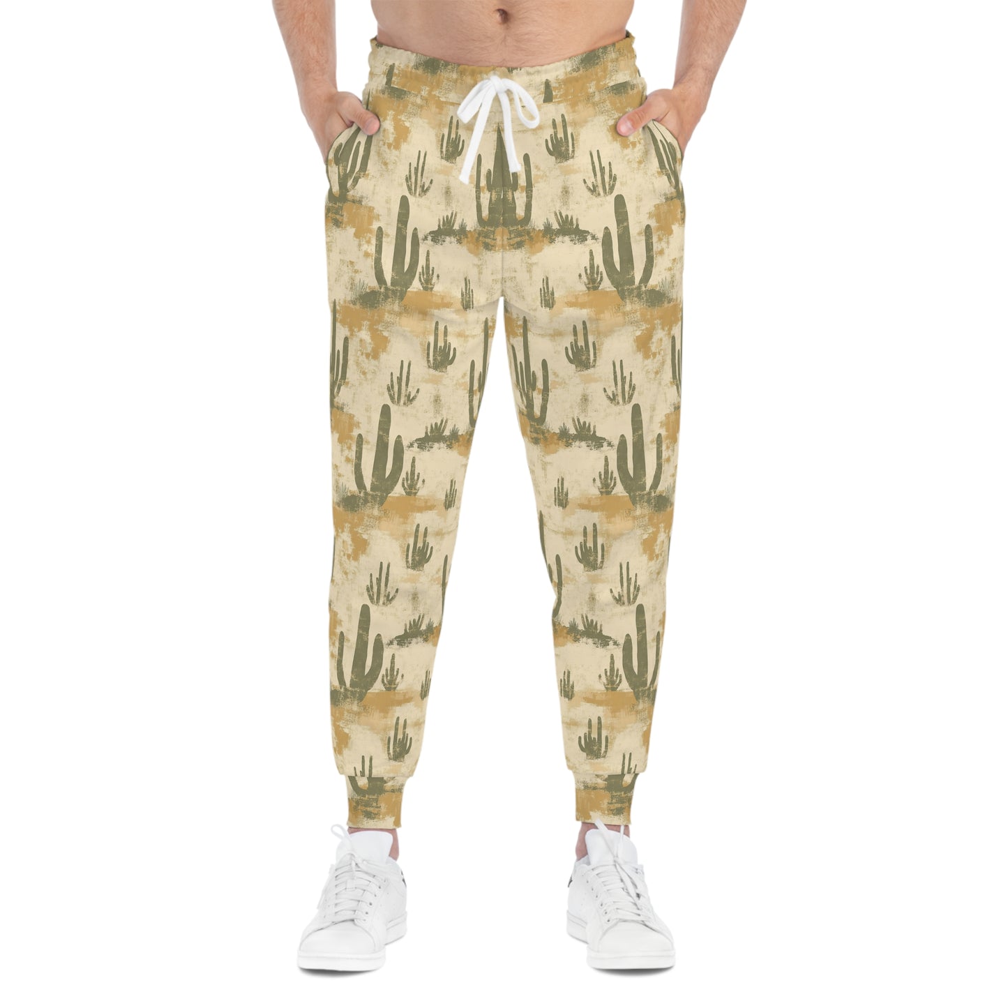 Western Style Joggers with Cactus in the Desert Man Front