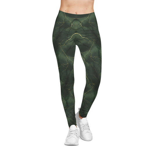 Emerald Marble Leggings Front