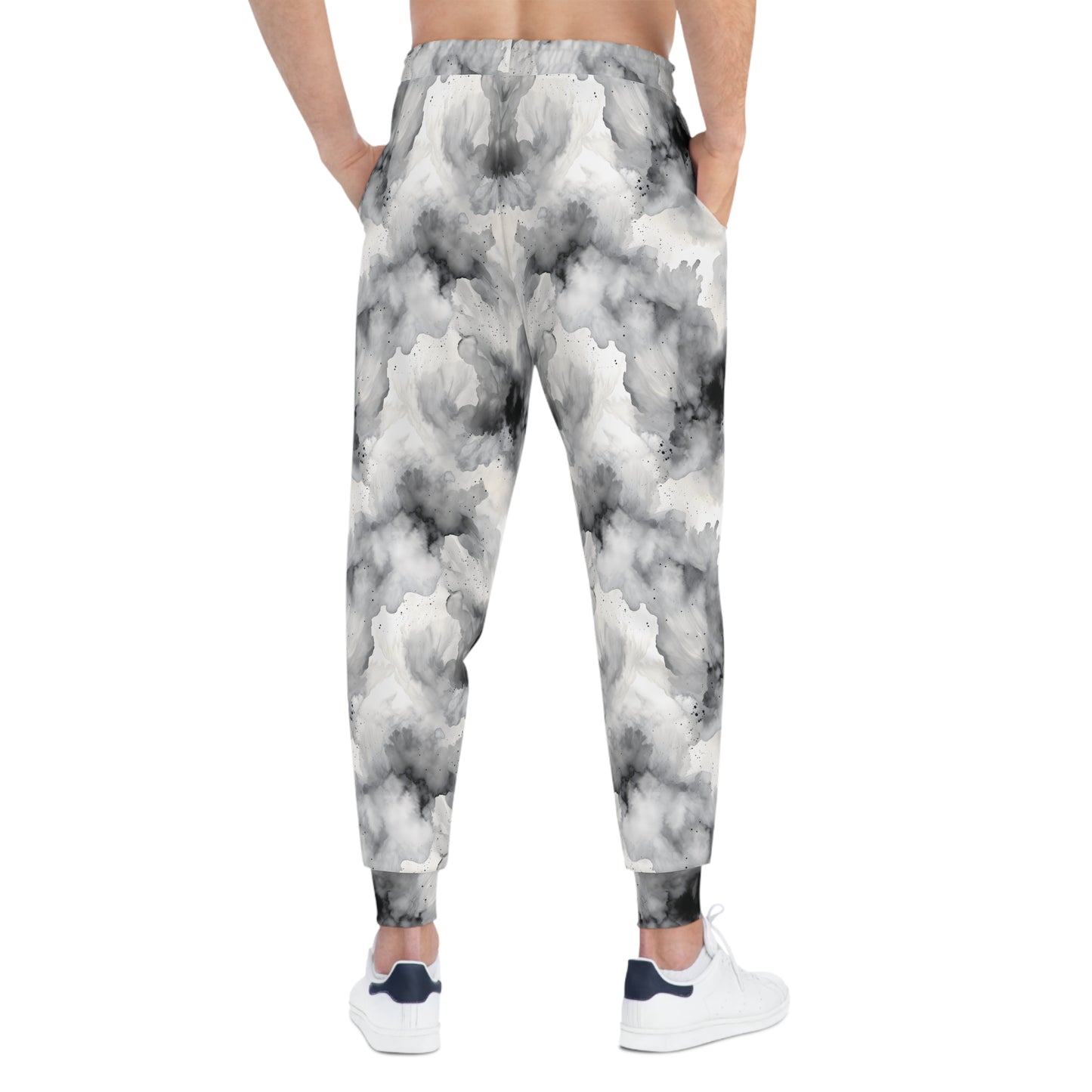 Black and White Watercolor Abstract Joggers Man Back